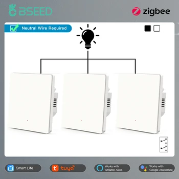 BSEED 3Packs Zigbee Smart Šviesos Jungiklis 1Gang 2Way Automatikos Mygtukas Jungiklis Laiptų 