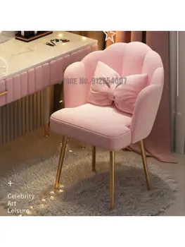Nordic Light Luxury Valgomojo Kėdės Namuose, Paprastas, Ju Raudona Makiažo Kėdė Nagų Miegamasis Kėdė Ins Atlošas, Stalo, Taburetės Nuotrauka