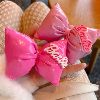 Barbie Grožio trimatis Medvilnės Užpildytas Lankas Staigius Kawaii Rose Pink Staigius Kirpčiukai Įrašą Saldus Plaukų Aksesuarai Moterims Nuotrauka