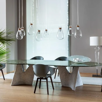 Modernios šviesos prabangių dizainerio kūrybos marmuro skeletas apvalaus stalo namų kambarį multi-asmuo, vila Nuotrauka