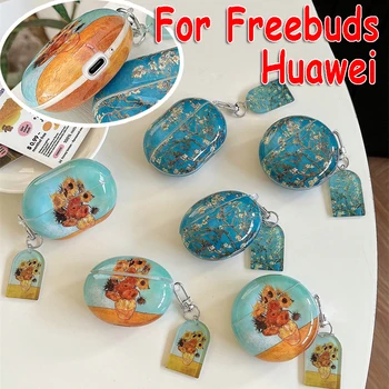 Retro Van Gogh Padengti Huawei Freebuds Pro 2+ Atveju Ausinės Saulėgrąžos Padengti Freebuds 5i Freebuds 4i Nemokamai Pumpurai 5 Padengti Funda Nuotrauka