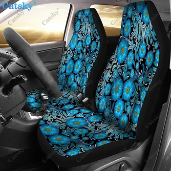 Mėlyna Bohemijos Gėlių Spausdinti Automobilių Reikmenys Priekinių Sėdynių Apdaila, Automobilių Sėdynės Padengti,Pakuotėje 2 Universalus Priekinės Sėdynės Apsauginis Dangtelis Nuotrauka