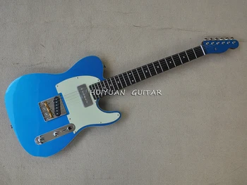 6 Stygos Metalinės Mėlynos spalvos Elektrinė Gitara su Balta Pickguard,Raudonmedžio Fretboard,Gali būti Pritaikytas Nuotrauka