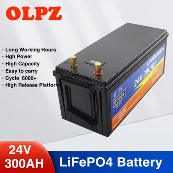24V LiFePO4 Baterija įmontuota BMS 300AH Ličio Geležies Fosfato Ląstelių Pack 6000+ Ciklų RV Stovyklautojai Golfo Krepšelį Saulės Su Įkroviklio Nuotrauka