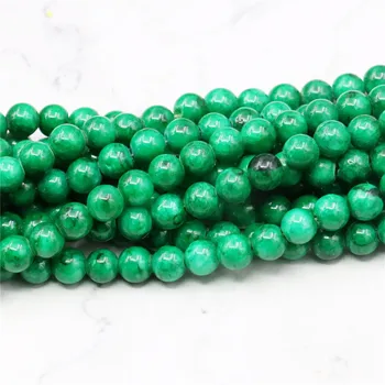 6MM Gamtos Turo Green Jade Chalcedony Prarasti Akmens Karoliukai Hand Made 