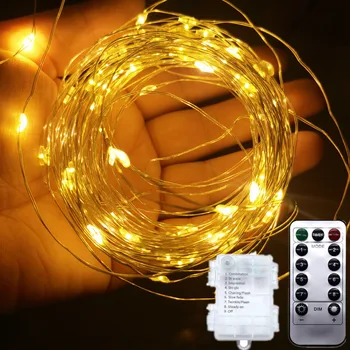 Pasakų String Žibintai su baterijomis, Kalėdų, Vestuvių Šventės atributas LED Vario Viela, Šviesos, atsparus Vandeniui 8 Režimas su Nuotolinio Valdymo Nuotrauka