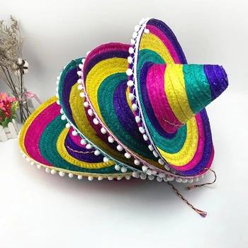 Mados Bambuko Audimo Sombrero Skrybėlę Festivalis Skrybėlės Meksikiečiai Šalis Skrybėlę Fotografijos Rekvizitai Suaugusiems Tradiciniai Kostiumai, galvos Apdangalai Nuotrauka