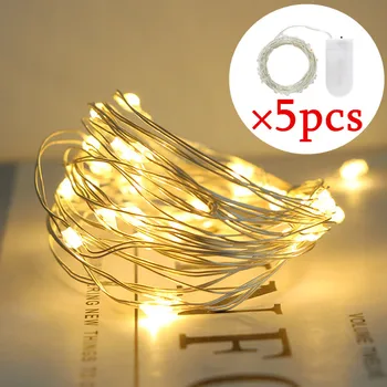 Lauko Sodo Vestuvių Šventės atributas Apdailos 5vnt LED Varinės Vielos String Žiburiai Kalėdų Eglutė 