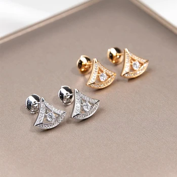 Klasikinis ir paprastas 925 sterlingas sidabro, pilna deimantų, trikampio formos sijonas auskarai moterų paprasta išskirtinį papuošalų mados prekės ženklo Nuotrauka