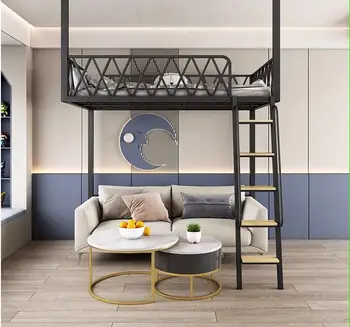 Pakelta lova Europos stilius paprastas, modernus butas mažas, lova, siekiant sutaupyti vietos dvipusis kabinti viršutinės nustatyti geležies hamakas Nuotrauka