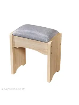 Net raudona sutirštės išmatose namų miegamojo mažas paprastas modernus patvarus medžio masyvo odininkas makiažo kėdė, suolas mergina Nuotrauka