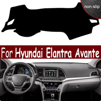 Automobilio prietaisų Skydelio Dangtelis Hyundai Elantra Avante 2016 2017 2018 Brūkšnys Kilimėlis prietaisų Skydelio Mygtukai Kilimų Anti-UV Anti-slip Anti-Sun Nuotrauka