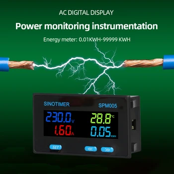 AC Multi-Funkcija Metrą Koeficientas Temperatūra Dažnio Elektros energijos Naudojimo Monitorius Tiksliai Vartoti Wattmeter Stebėti Patalpose Nuotrauka