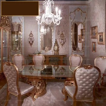 custom Europos klasikinis valgomojo stalas, prancūzų rūmuose visą medžio masyvo išdrožtos villa nestandartiniai baldai prabanga Nuotrauka