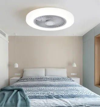 Ultra-plonas ventiliatorius, šviesos, ventiliatorius, šviesos, miegamojo, valgomojo namų nematomos šviesos Nordic style App+ nuotolinio tamsos Nuotrauka