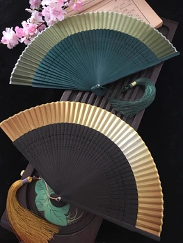 Edo Japonų Stiliaus Japonų Stiliaus Lankstymo Ventiliatorius Kimono Ventiliatorius Nekilnojamojo Šilko Moterų Ventiliatorius, Mažas Gėlių Raižyti Gradientas Tuščią Ventiliatorius Golden Nuotrauka