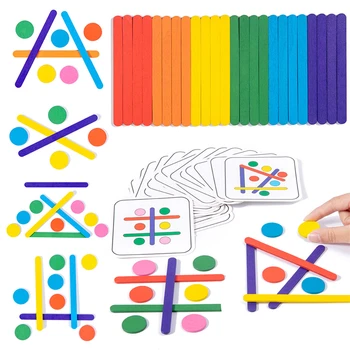 vaikai Vaivorykštės Spalvų Medinių Sensorinis Loginis Mąstymas Atitikimo Žaidimai Stick Įspūdį Montessori Žaislas Vaikams Anksti Švietimo Žaislas Nuotrauka