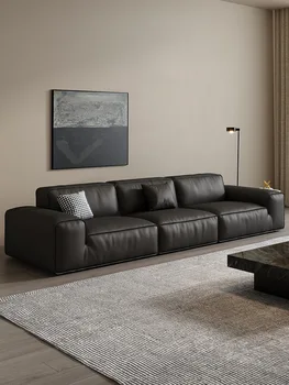 Italijos minimalistinio odos sofos, modernus minimalistinio kambarį, tiesiai eilės tofu blokuoti sofa derinys Nuotrauka