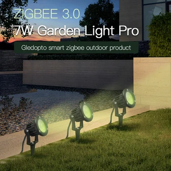 GLEDOPTO Zigbee 3.0 Smart LED Lauko Smaigalys Žibintai 7W Pro AC100-240V Sodo Lempos Grassplot Šildomi Stogo Vejos Vestuves Nuotrauka