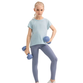 Lengvas Joga Veikia Pėsčiųjų Kelnės Vaikams Mergaitėms Kvėpuojantis Elastinga Fitneso Kempingas Ilgas Kelnes Vaikams, Šokių Antblauzdžiai Nuotrauka