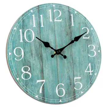 Sieninis Laikrodis,10 Colių Žalsvai Silent Ne-Virtuvės Laikrodis Tiksi Dekoro,Kaimiškas Derliaus Šalyje Retro Dekoratyvūs Sieniniai Laikrodžiai Nuotrauka