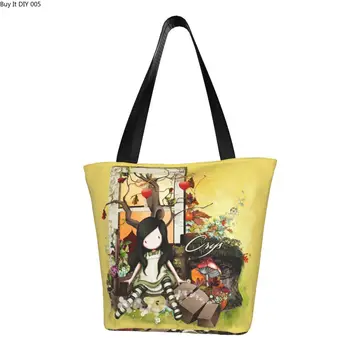Daugkartinio Naudojimo Santoro Gorjuss Pirkinių Krepšys Moterų Pečių Canvas Tote Maišą Nešiojamų Anime Mergina, Bakalėjos Shopper Bags Nuotrauka