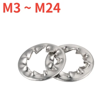 M3 M4 M5 M6 M8 M10 M12 M14 M16 M18 M20 M24 A2-70 304 Nerūdijančio Plieno Vidaus Dantyta Dantytas Poveržlė Tarpiklis Nuotrauka