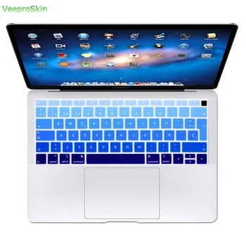 Skirta Macbook Air 13 A1932 Su Touch Id Pirštų Atspaudų 2018 2019 Apple Ispanijos Silikono Klaviatūra Padengti Apsaugine Plėvele Vaivorykštė Nuotrauka