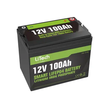 LiTech 12v lifepo4 12v 100ah 105ah 200ah įkrovimo lifepo4 baterija Nuotrauka