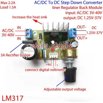 LM317 Reguliuojamas Maitinimo šaltinis AC/DC 5V (12V 24V Nuolat Reguliuojamas SROVĖS Energijos Tiekimo 
