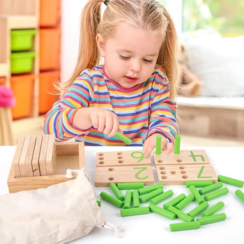 Numeris Atitikimo Žaislai Montessori Žaislas Matematikos Mokymosi Žaislai Nėra Toksiškos Blokų Žaislas su Saugojimo Krepšys Vaikams Vaiką Nuotrauka