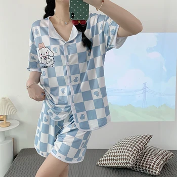 Moterų Pajama Komplektai Seksualus Didelių Dydžio Megztinis Loungewear ilgomis Rankovėmis Kelnės Moterims 2 dalių Komplektas Sleepwear Mielas Vyšnių Lokys Pižamos Nuotrauka