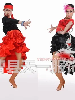 Moteriška Šalis Sportinių Šokių Suknelė Ispanų Flamenko Trikampis Sijonas Moterims Padalinta Raudona Etape Pilvo Šokio Dėvėti Sijonas Nuotrauka