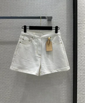 Ryškių siūlų amatų baltos spalvos džinsinio šortai, deivės maži karšto pants, krepšys markės dizaino apdailos advanced ir fashionable6.19 Nuotrauka