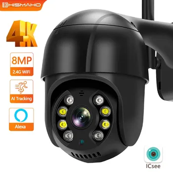 4K 8MP IP Kamera, WiFi Lauko 1080P CCTV Vaizdo Stebėjimo AI Auto Track 5MP Apsaugos Dome PTZ Kamera Alexa NVR ICsee Nuotrauka