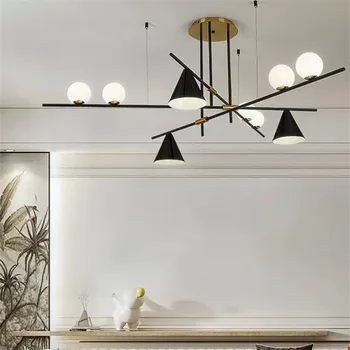 Retro ilgai šviestuvo šviesos juodojo aukso minimalistinio kamuolys kabo šviesa virtuvės sala miegamojo apšvietimas led valgomasis stalas šviesos Nuotrauka