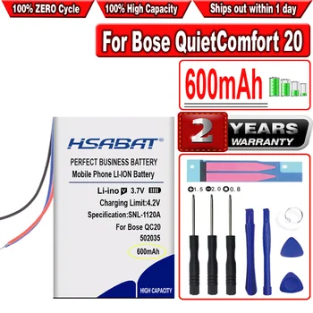 HSABAT 600mAh 502035 Baterija Bose QC20 QuietComfort 20 dvr GPS mp3 car dvr PR-452035 Nuotrauka