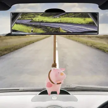 Sūpynės Piggy Automobilių Žavesio Žaismingas Akį traukiantis Automobilis Dekoro 2vnt Mielas Kiaulių galinio vaizdo Veidrodis Kabo Pakabučiai Įdomus Vairavimo Patirtį Nuotrauka