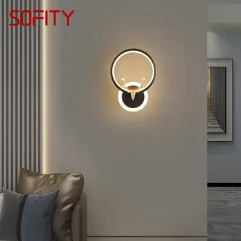 ULANI Šiuolaikinės Juodosios Žalvario Sconces Šviesos diodų (LED) 3 Spalvų Prabangūs Dekoratyviniai Šalia Lempa Namų Kambarys Nuotrauka