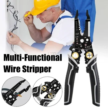 Multi-funkcija Wire Stripper Geležies, Vario Vielos Pjovimo Kabelis Cutter Laido Užspaudimo Tiekėjas Clamper Padalijimo, Likvidavimo Elektriko Įrankis Nuotrauka