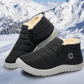 Atsitiktinis Batai Moteriški Žiemos Komfortą, Šilumą Butai Dygsniuotas Batai Ponios Slip-on Apvalus Kojų Čiurnos Sniego Boot Avalynė Zapatos De Mujer Nuotrauka