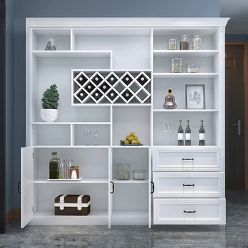 Integruotas vyno kabinetas, valgomasis pusėje spintelių, prie sienos tvirtinamas modernus ir minimalistinis grindų montuojamas vyno kabineto, daugiafunkcinis Nuotrauka