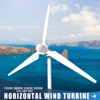 Vėjo Turbinų Generatorių Alternatyvių 1,5 KW-3KW Aukšto Efektyvumo Lygį Nemokama Energija, vėjo malūnas 24V-96V Su Tinklo Prijungtų Namų Nuotrauka