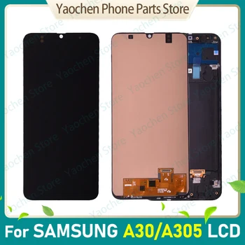 Super AMOLED Ekranas Samsung Galaxy A30 LCD A305 A305/DS A305FN A305G LCD Ekranas Jutiklinis Ekranas skaitmeninis keitiklis Asamblėjos Replacemen Nuotrauka