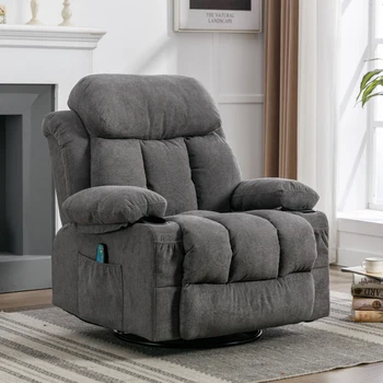 Vanbow.Supasi recliner masažas šildomos sofa-lova, su USB ir 2 puodelių laikikliai pusėje kišenės, (pilkos ir Šviesiai rudos)) Nuotrauka