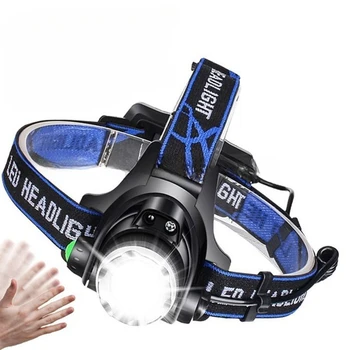 USB Jutiklis Galvos montuojamas Stiprios Šviesos Įkrovimo priekinis žibintas LED Zoom Lauko Alpinizmo Naktį Žvejybos Šviesos Nuotrauka