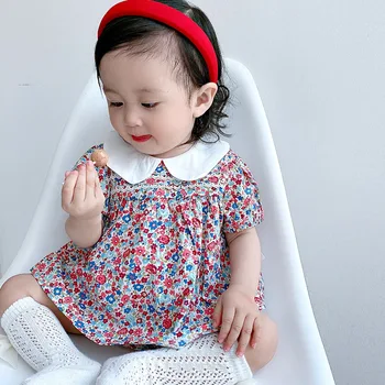 2023 Vasaros korėjiečių Leidimas Suskaidytas Gėlių Kūdikiams trumpomis Rankovėmis Dviejų dalių Komplektas Mažai Vyšnių Vaikų Padalinta Šortai Mergaičių Romper Nuotrauka