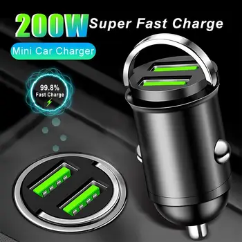 200W Mini Traukite Žiedas Automobilinis Įkroviklis USB Dual Greitai Chargingfor 