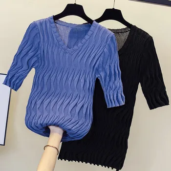 4XL dydžio moterų megztinis (puloveris 2023 pavasario vasaros Negabaritinių marškinėliai Atsitiktinis Laisvi megztiniai mergina T-shirt Moterų Pagrindinio Viršūnės Nuotrauka