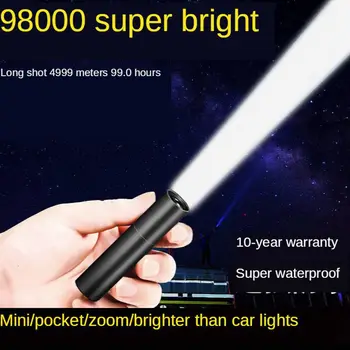 LED Žibintuvėlis Fakelais Aliuminio lydinio USB Įkrovimo Mini Nešiojamas Super Šviesus Kišenėje Mažų Namų Ilgas-shot Lauko Apšvietimas Nuotrauka